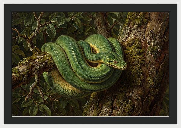 Green Tree Python Coiled In Nature