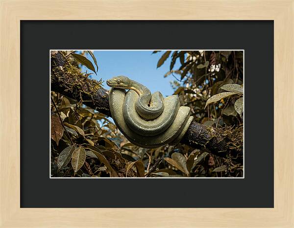 Green Tree Python Coiled On Branch