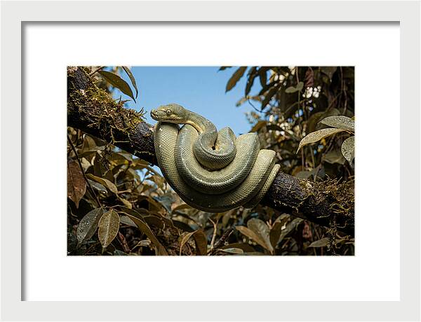 Green Tree Python Coiled On Branch