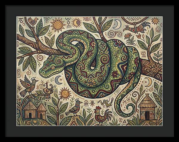 Green Tree Python In Folk Art