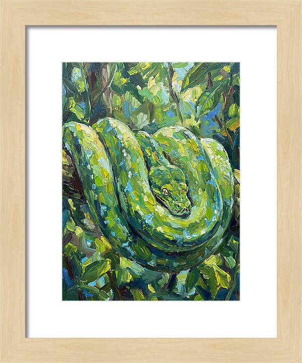Green Tree Python In Lush Habitat
