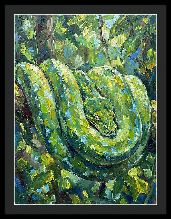 Green Tree Python In Lush Habitat