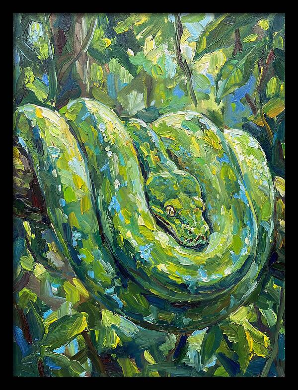 Green Tree Python In Lush Habitat