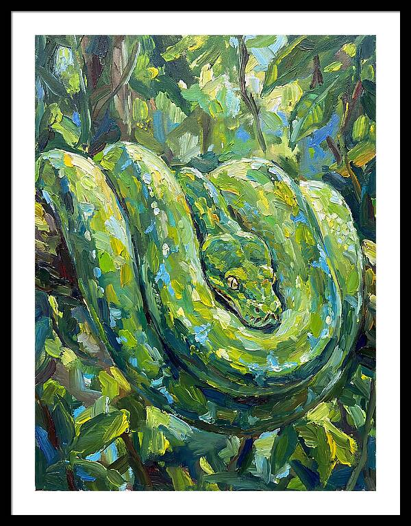 Green Tree Python In Lush Habitat