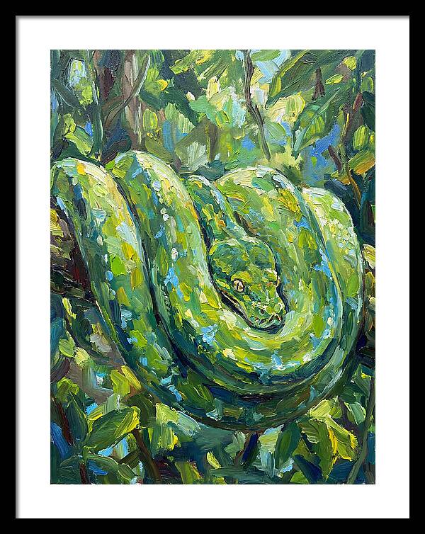 Green Tree Python In Lush Habitat