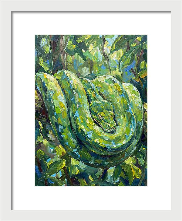 Green Tree Python In Lush Habitat