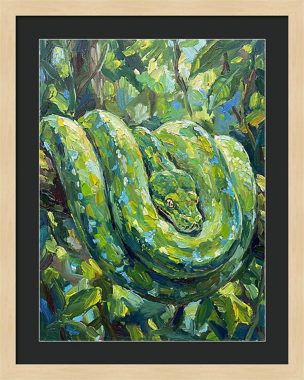 Green Tree Python In Lush Habitat