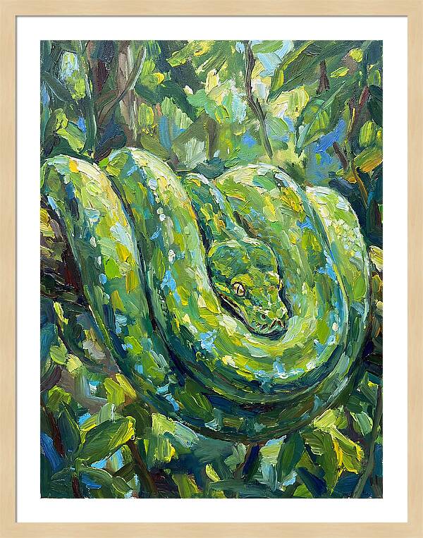 Green Tree Python In Lush Habitat