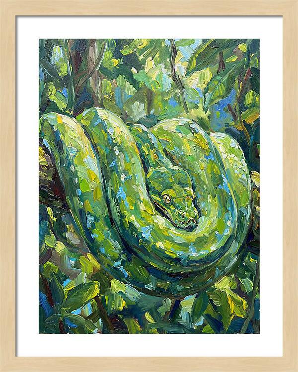 Green Tree Python In Lush Habitat