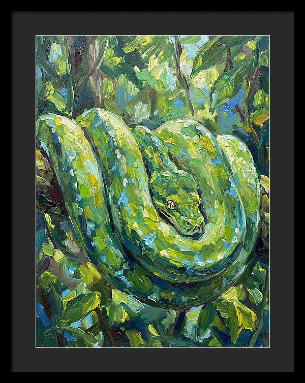 Green Tree Python In Lush Habitat