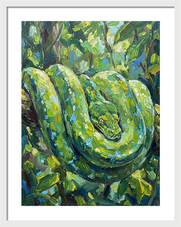 Green Tree Python In Lush Habitat