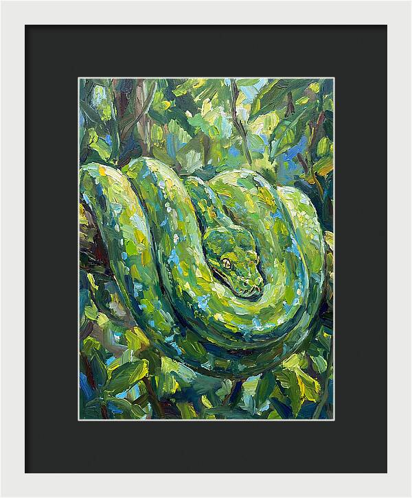 Green Tree Python In Lush Habitat