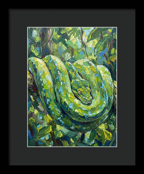 Green Tree Python In Lush Habitat