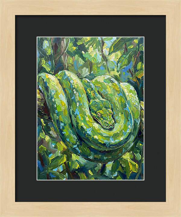 Green Tree Python In Lush Habitat