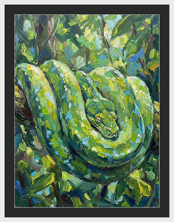 Green Tree Python In Lush Habitat
