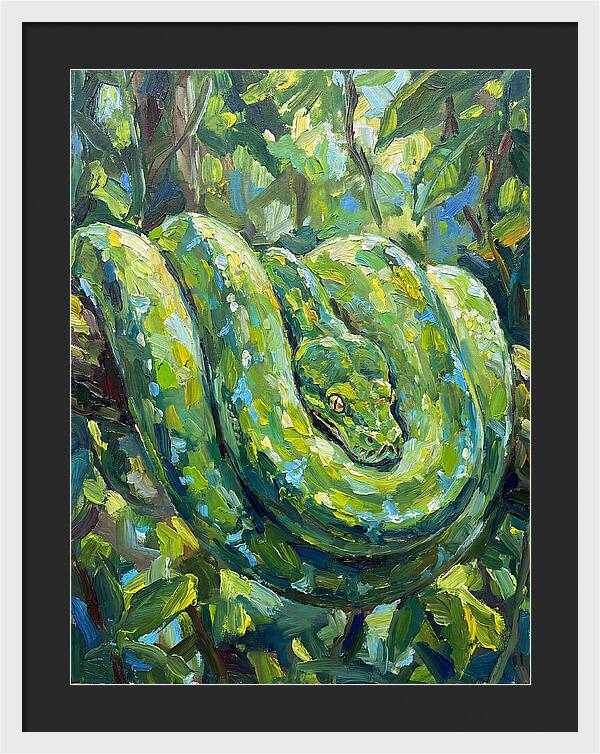 Green Tree Python In Lush Habitat