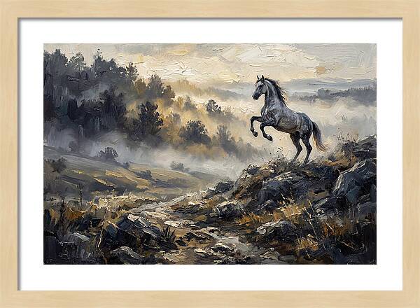 Grey Andalusian Horse Rearing In Morning
