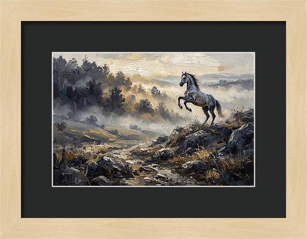 Grey Andalusian Horse Rearing In Morning