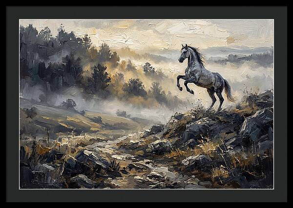 Grey Andalusian Horse Rearing In Morning