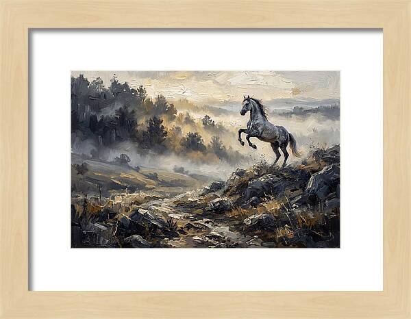 Grey Andalusian Horse Rearing In Morning