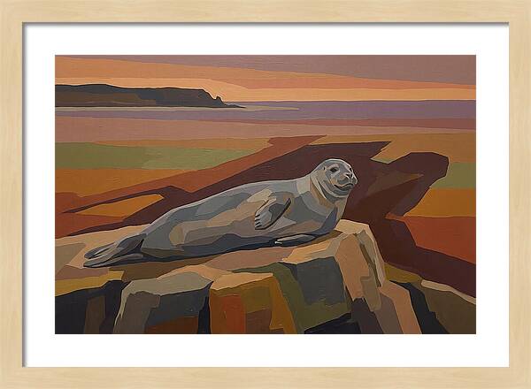 Grey Seal Relaxing On Rocky Island