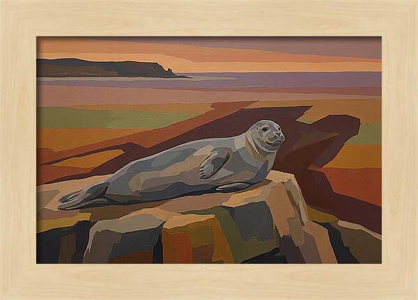 Grey Seal Relaxing On Rocky Island