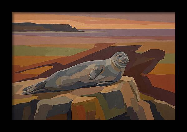 Grey Seal Relaxing On Rocky Island