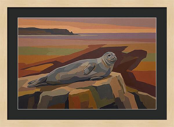 Grey Seal Relaxing On Rocky Island