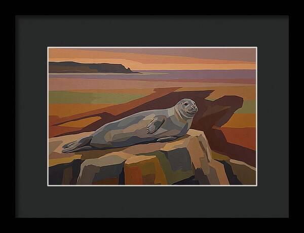 Grey Seal Relaxing On Rocky Island