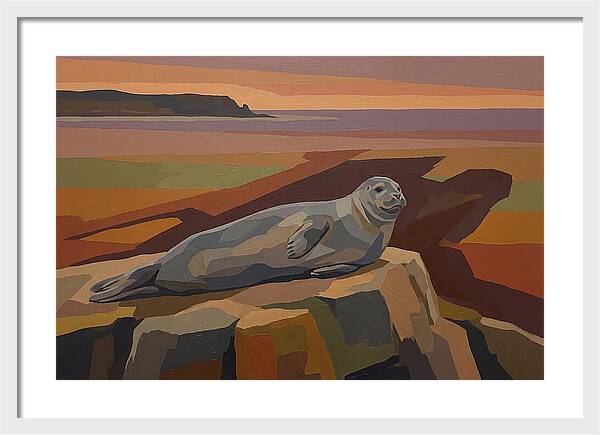 Grey Seal Relaxing On Rocky Island