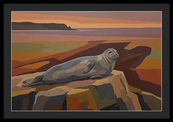 Grey Seal Relaxing On Rocky Island