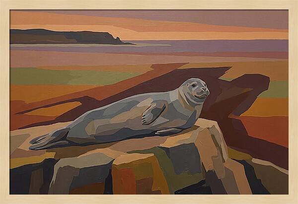 Grey Seal Relaxing On Rocky Island