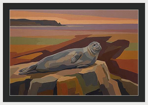 Grey Seal Relaxing On Rocky Island