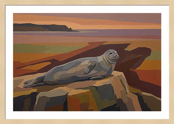 Grey Seal Relaxing On Rocky Island
