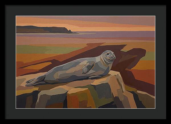 Grey Seal Relaxing On Rocky Island