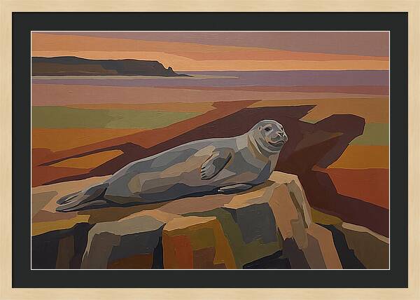 Grey Seal Relaxing On Rocky Island