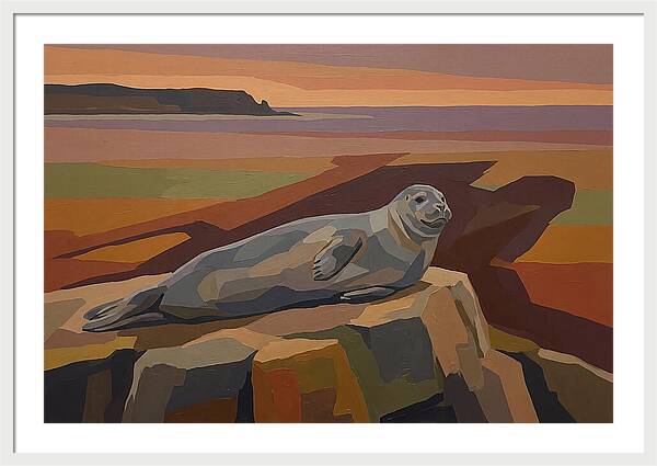 Grey Seal Relaxing On Rocky Island