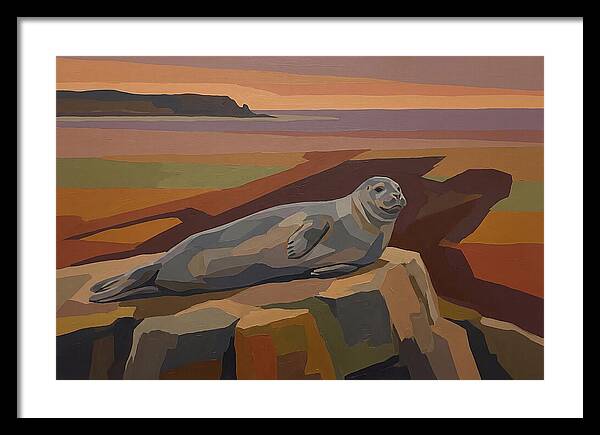 Grey Seal Relaxing On Rocky Island