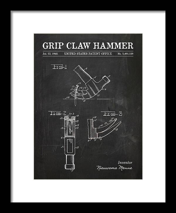 Grip Claw Hammer Chalkboard Patent Us2491129a