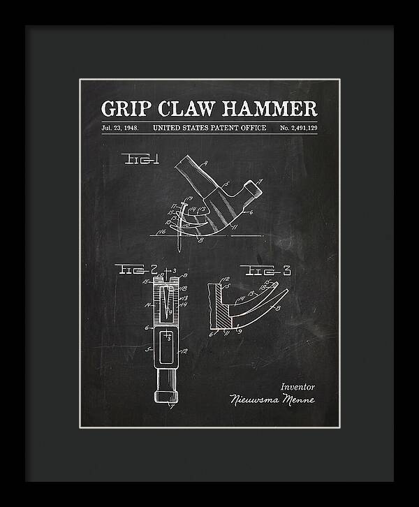 Grip Claw Hammer Chalkboard Patent Us2491129a