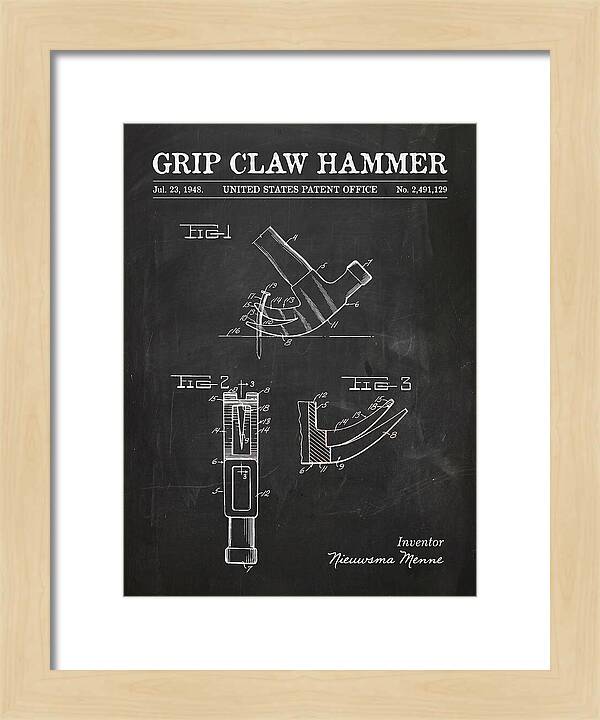 Grip Claw Hammer Chalkboard Patent Us2491129a