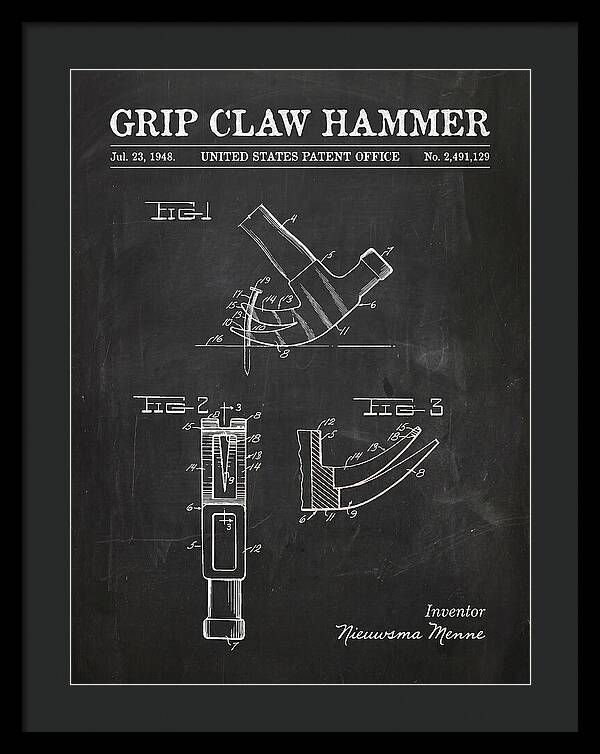Grip Claw Hammer Chalkboard Patent Us2491129a