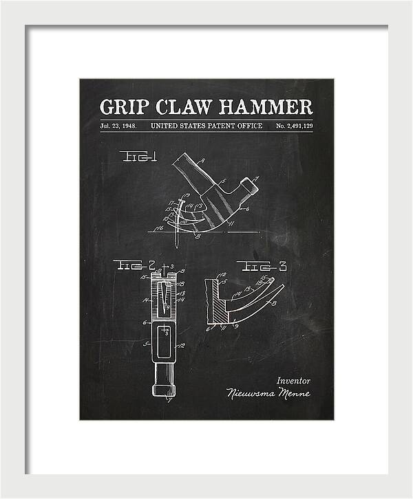Grip Claw Hammer Chalkboard Patent Us2491129a