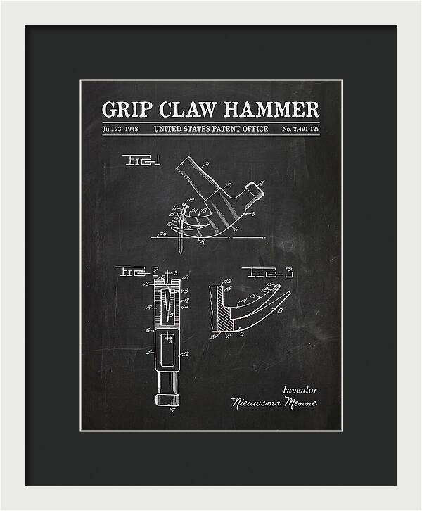 Grip Claw Hammer Chalkboard Patent Us2491129a
