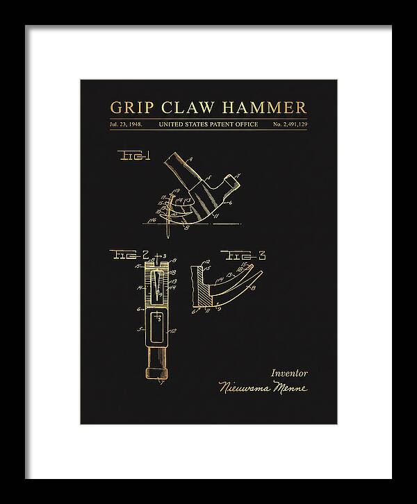Grip Claw Hammer Gold Patent Us2491129a