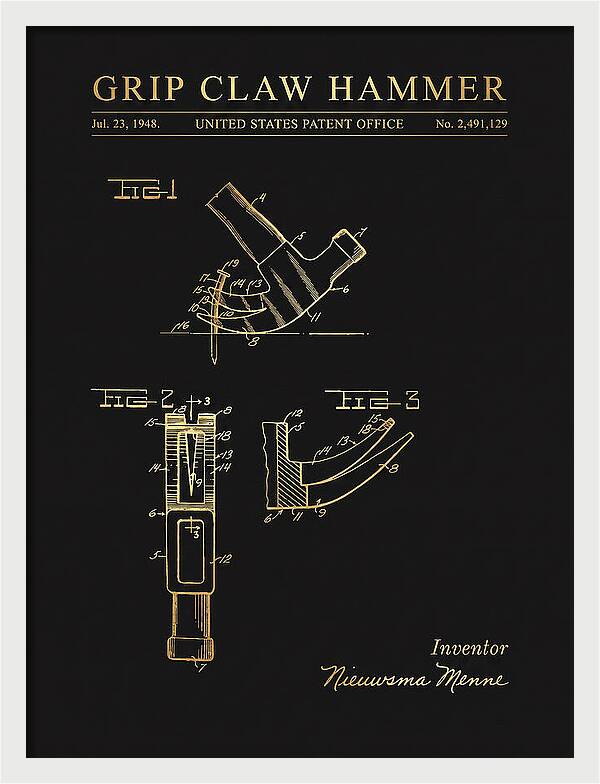 Grip Claw Hammer Gold Patent Us2491129a