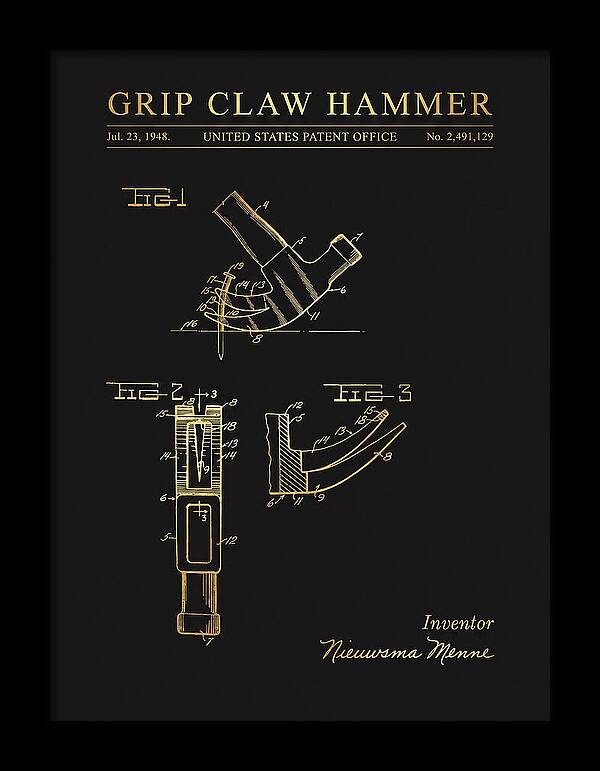 Grip Claw Hammer Gold Patent Us2491129a