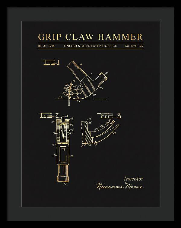 Grip Claw Hammer Gold Patent Us2491129a