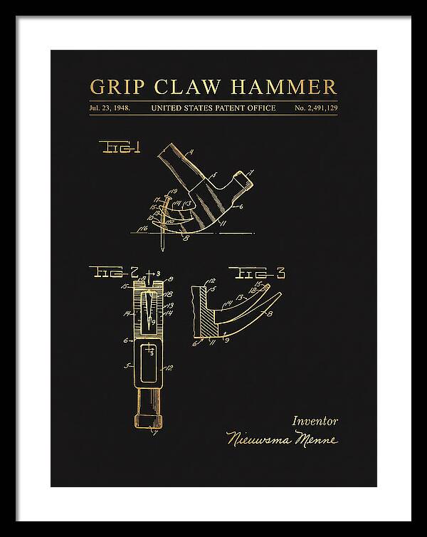 Grip Claw Hammer Gold Patent Us2491129a