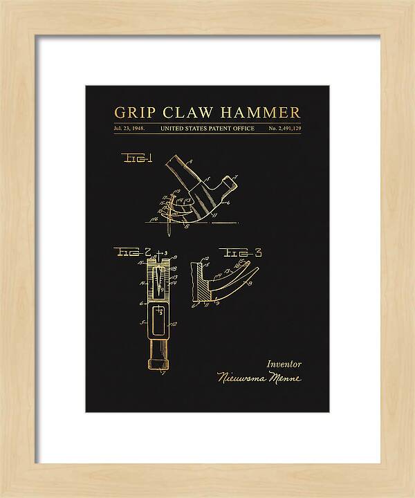 Grip Claw Hammer Gold Patent Us2491129a